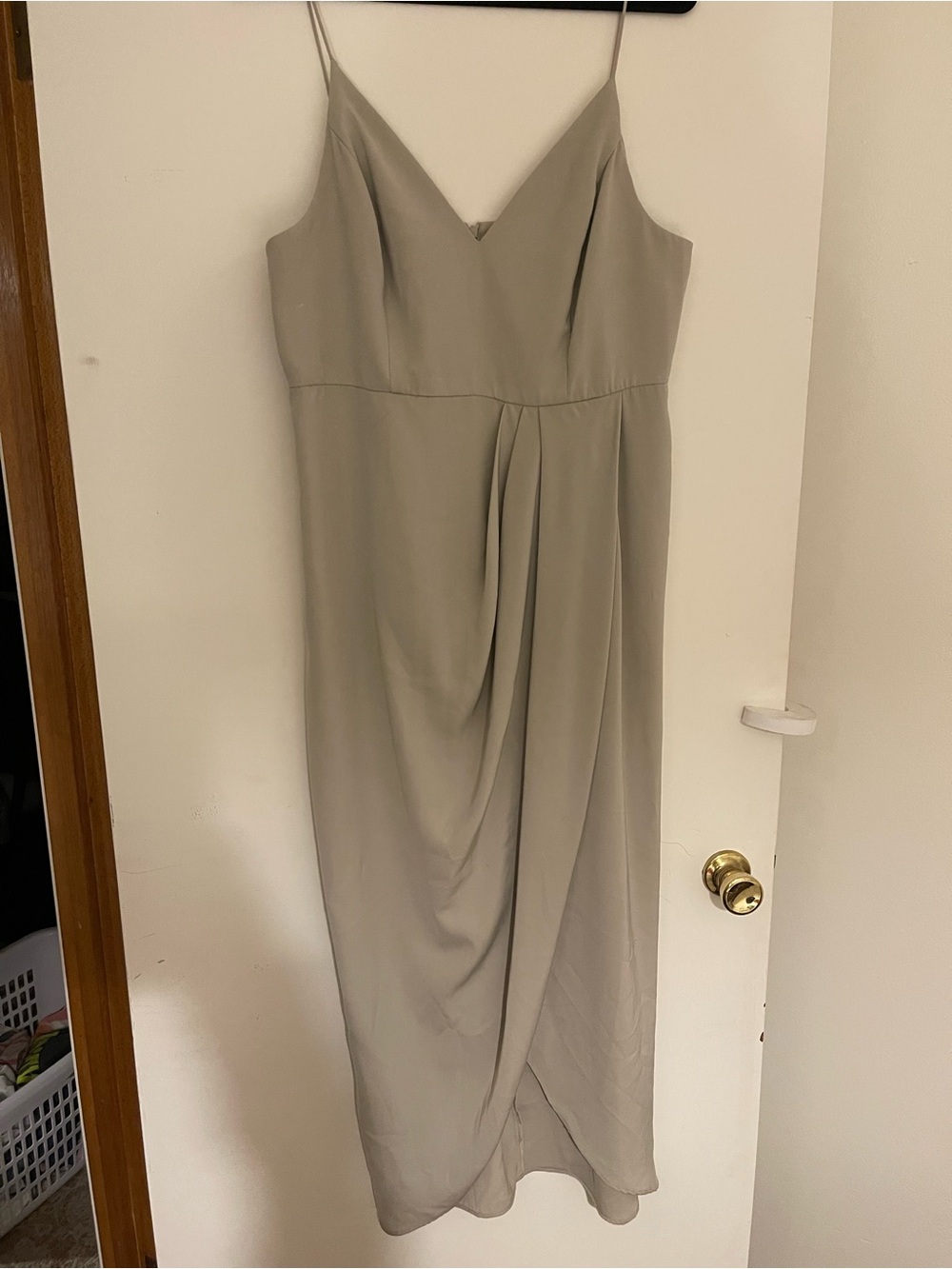 Shona Joy Gray Bridesmaid Maxi Dress Oyster Size US 12 AUS 16